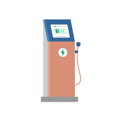 Ev charging station design concept. Electric vehicle charging technology vector illustration