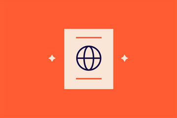 passport illustration in flat style design. Vector illustration.