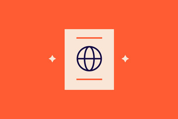 passport illustration in flat style design. Vector illustration.