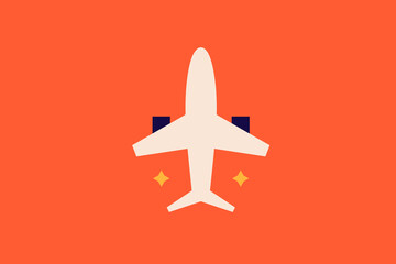 airplane illustration in flat style design. Vector illustration.