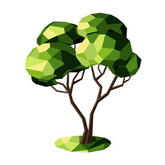 Low poly tree for landscape designs. Geometric 3D tree. Entourage. Vector.