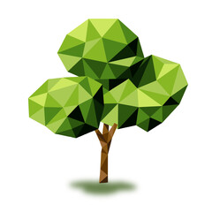 Low poly tree for landscape designs. Geometric 3D tree. Entourage. Vector.