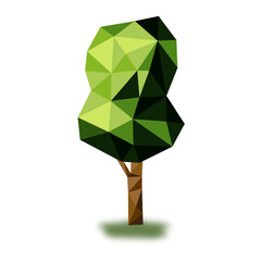 Low poly tree for landscape designs. Geometric 3D tree. Entourage. Vector.