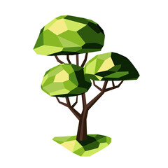 Adobe Illustrator ArtworkLow poly tree for landscape designs. Geometric 3D tree. Entourage. Vector.
