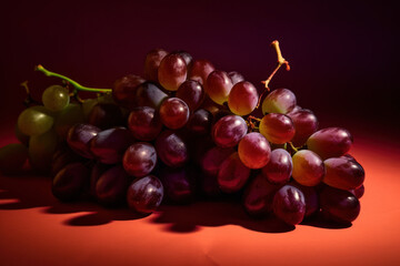 Fototapeta premium Purple Grapes, Bunch of grapes, Dark background generative ai, Fresh tasty fruit