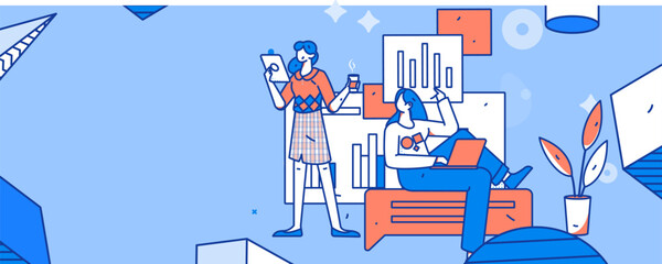 Business people working in flat vector concept operation hand drawn illustration
