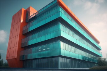 A modern building with clean lines and bright colors, Generative AI