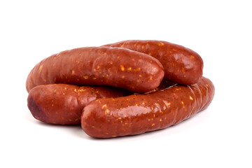 BBQ pork sausages, isolated on white background. High resolution image.