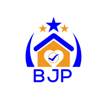 BJP House logo. KJG Letter logo and icon. Blue vector image on white background. KJG house Monogram home logo picture design and best business icon. 
