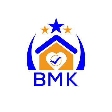 BMK House logo. KJG Letter logo and icon. Blue vector image on white background. KJG house Monogram home logo picture design and best business icon. 
