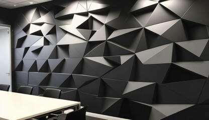 The concept of the wall of the Meeting  Room in Black and Grey
