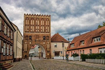 malchin, deutschland - altstadt mit steintor