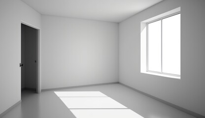 Fototapeta premium White empty bright room with a window, minimalist style, interior mockup