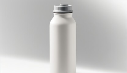 White water bottle on white clean background, mockup