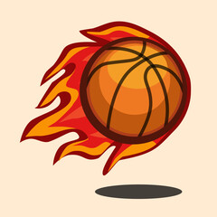 basketball ball with flames logo illustration design