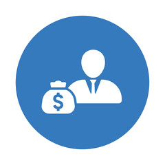 Dollar, investor icon. Blue color vector eps.