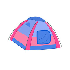 summer tent camp cartoon vector illustration