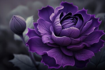 Beautiful violet flower close up. Generative AI