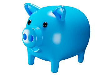 3d rendering Blue piggy bank background illustration transparency