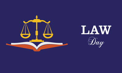 Law Day design concept. It includes scales on an open book. Vector illustration