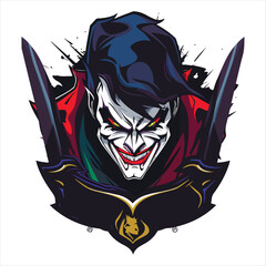 Clown E-Sport vector mascot logo design with modern illustration concept style for badge. smile clown illustration for sport and esport team © serdjo13