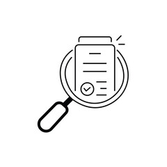 review thin line icon like assesment or audit. stroke trend modern paperwork logotype graphic linear design isolated on white. concept of analyze project or market regulatory or bank statement list