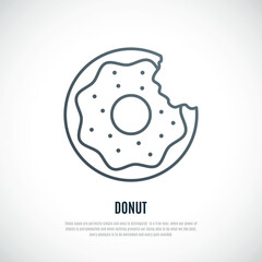 Glazed Donut icon isolated on white background. Bitten donut. Vector illustration.