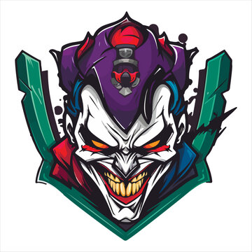 Clown E-Sport vector mascot logo design with modern illustration concept style for badge. smile clown illustration for sport and esport team