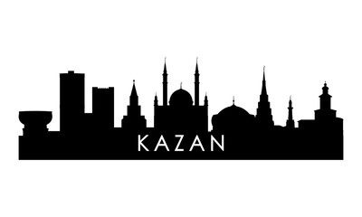 Naklejka premium Kazan skyline silhouette. Black Kazan city design isolated on white background.