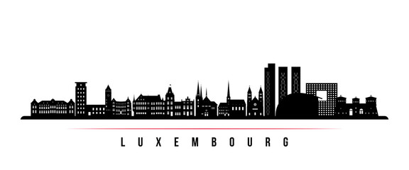 Luxembourg skyline horizontal banner. Black and white silhouette of Luxembourg city. Vector template for your design. - obrazy, fototapety, plakaty