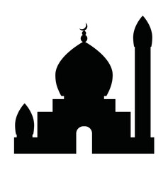 The black single silhouettes of Islamic Ramadan cityscapes background