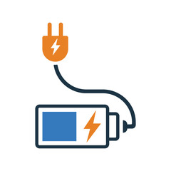 Battery, charger connected icon.