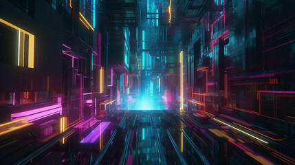 3d cyberpunk background, colours, cinematic, abstract, dynamic. Created using generative AI.
