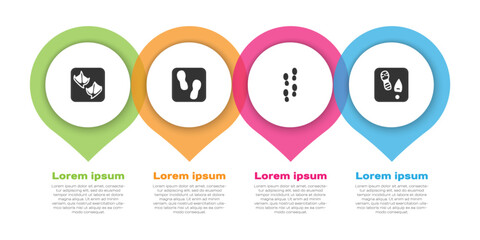 Set Seagull paw footprint, Human footprints shoes, and . Business infographic template. Vector