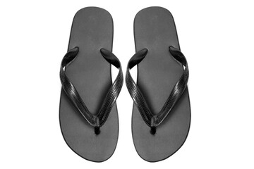 Pair of New Black Flip-Flops on White