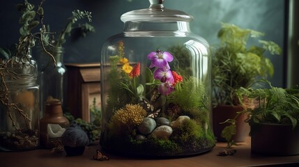 Glass Jar Terrarium, Generative AI