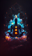 Concept of Chakras and Astral Body Activation and Meditation and Spiritual Practice AI Generative