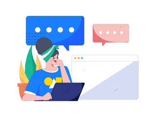 Business people working in flat vector concept operation hand drawn illustration
