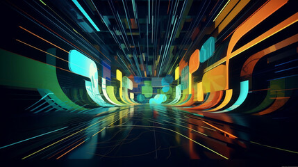 3d cyberpunk background, colours, cinematic, abstract, dynamic. Created using generative AI.
