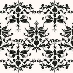 Classic damask seamless pattern. Old venetian floral vector background.