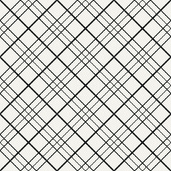 Fototapeta premium Oblique black lines tartan seamless pattern. Lines table vector background.