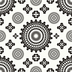 Seamless pattern with abstract circles. Oriental mandala vector background.