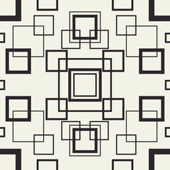 Tangle squares seamless pattern. Continuous vector background with rectangle shapes. Monochrome print design.