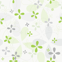 Obraz premium Beutiful vector background with green floral decor. Endless decorative print. Delicate swirl ornament. Decorative seamless pattern.