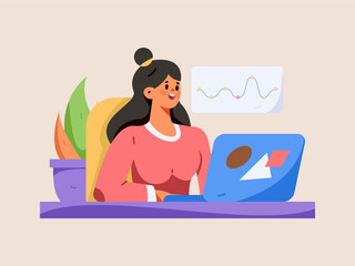 Business people working in flat vector concept operation hand drawn illustration
