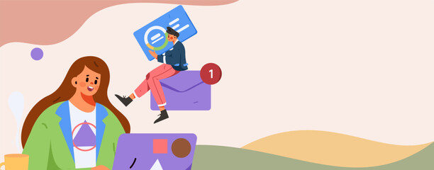 Business people working in flat vector concept operation hand drawn illustration
