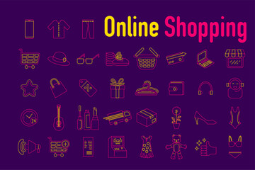 Icon set online shopping e-commerce, You can edit the color.