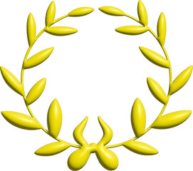 3D yellow ceremonial frame with laurel wreath