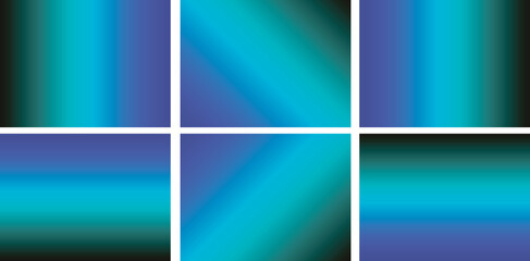 Gradient. Collection of abstract fabric backgrounds with space for design. Artistic background for design. Combination of black, turquoise and blue colors.
