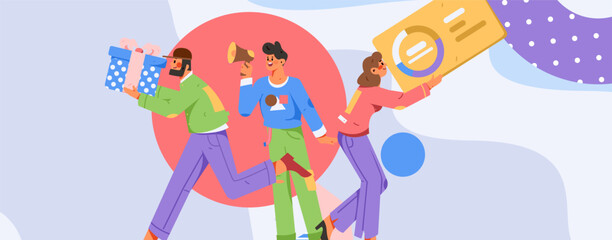 Business people working in flat vector concept operation hand drawn illustration
